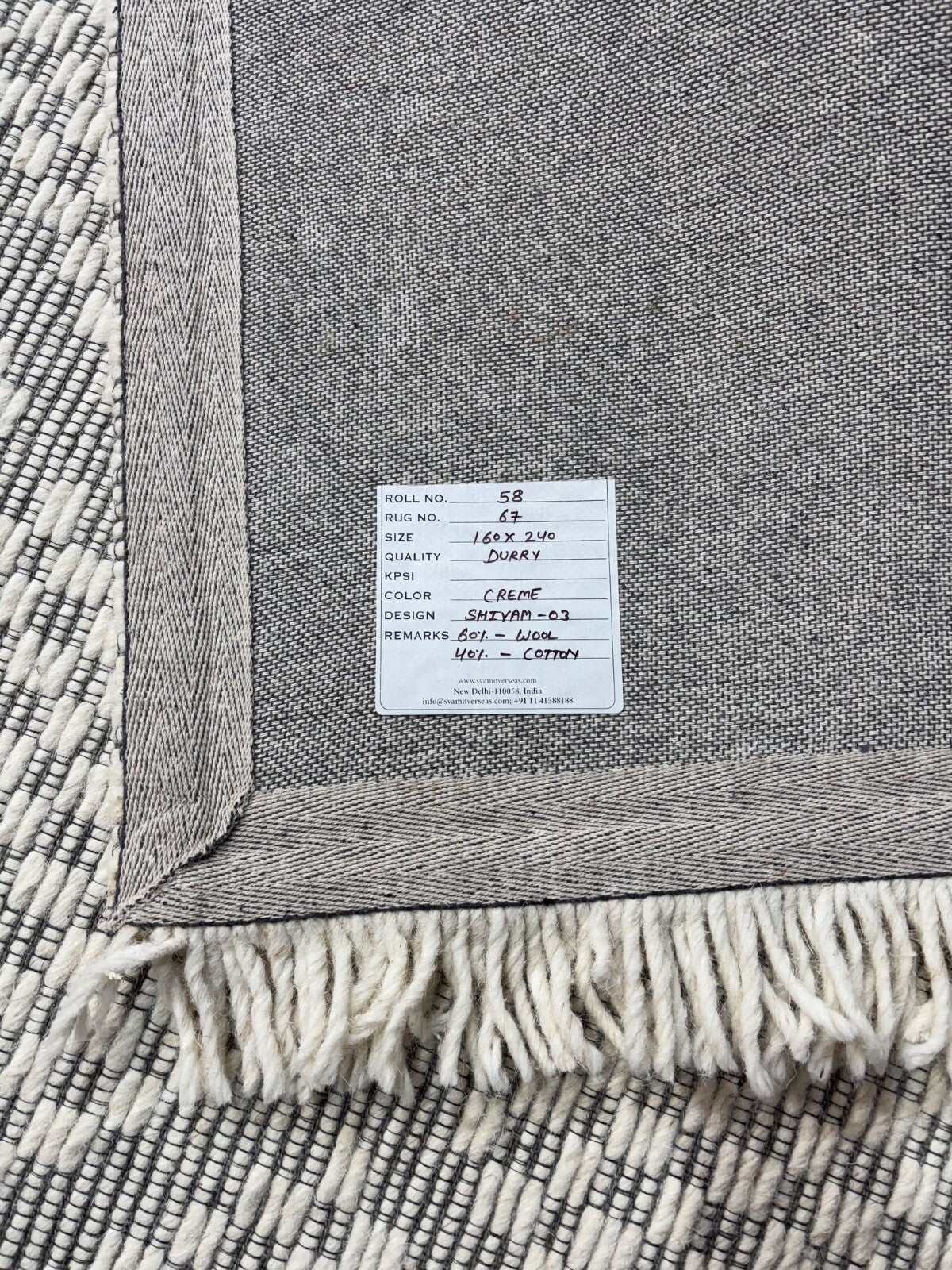 Handgefertigte Kilim Dhurry Teppich 160x240 cm Beige Grau 100% Wolle St67