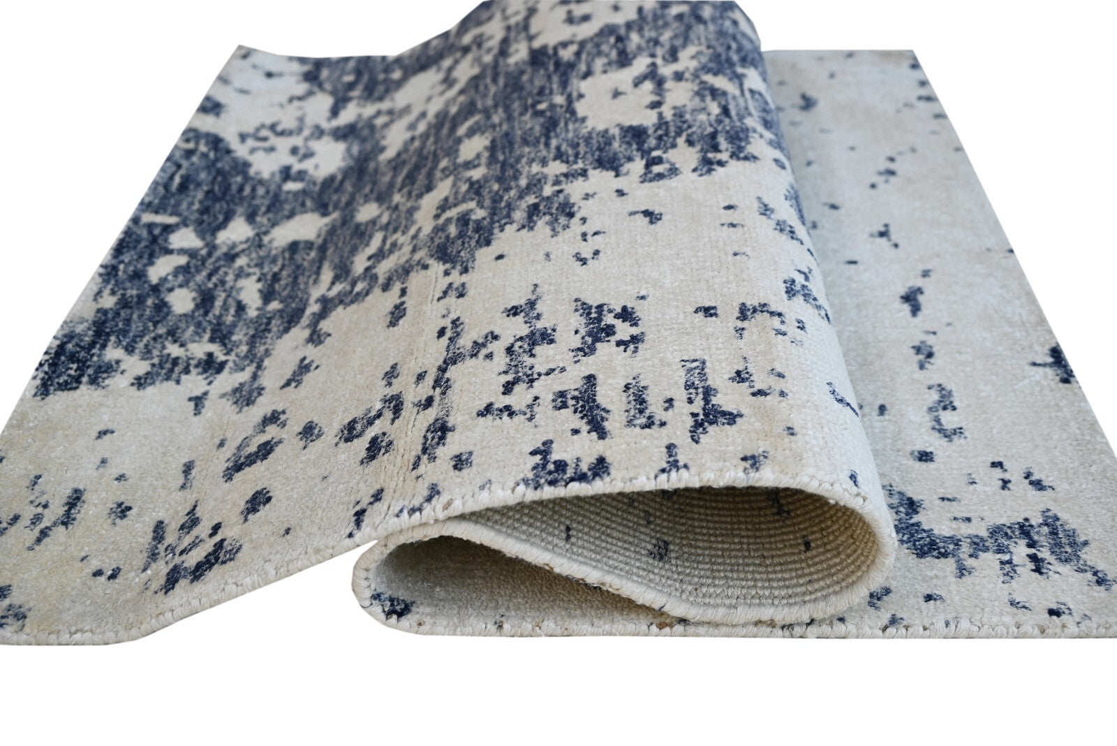 Modernes Handgeknüpfter Bambus 90x150 Vintage Silber Wohnzimmer Teppich SH145