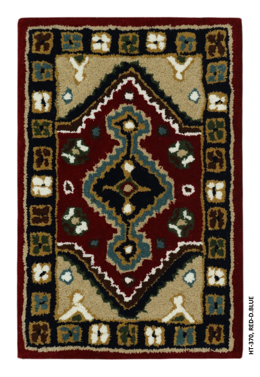 Wollteppich 40x60 Rot Beige Oriental Handgemacht TĂĽrvorleger Fussmatte HT370R