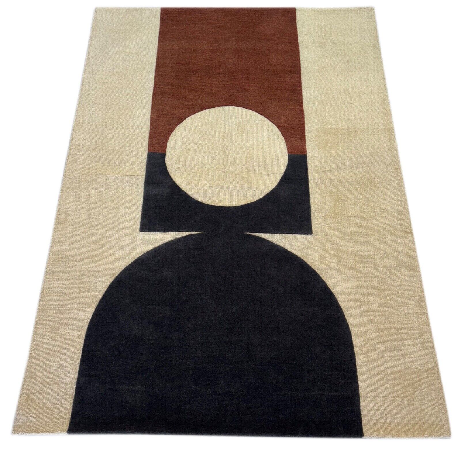 Teppich 100% Wolle Braun Beige 170X240 cm Wolle Handgetuftet HT2492