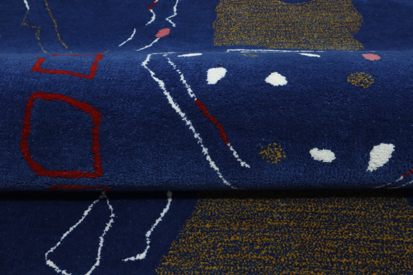 Wollteppich 120x180 Blau Abstrakt Handgetufteter Marokko Teppich HT312