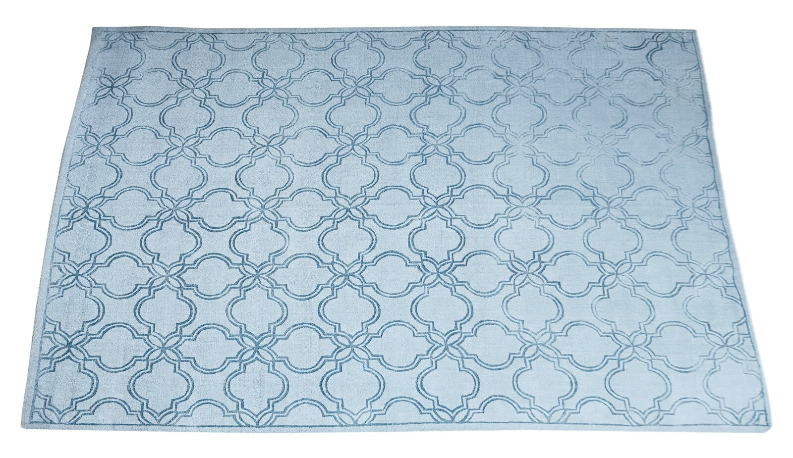 Handgewebter Teppich 240x300 Blau Bananen seide Glanzoptik Wohnzimmer SH211