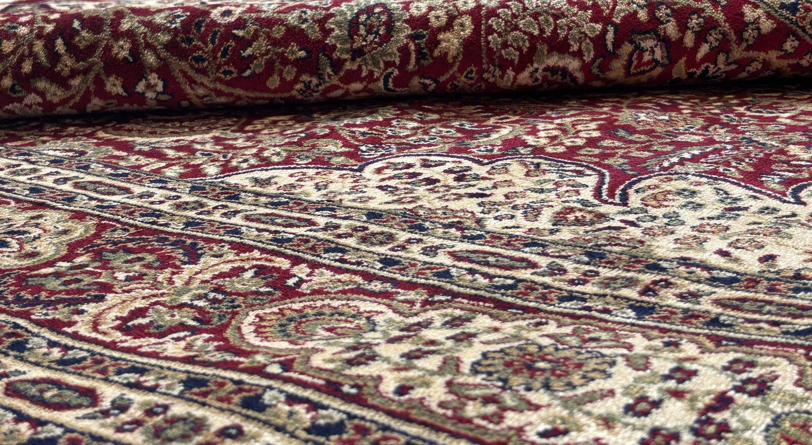 Kashmir Design Orientteppich 150x210 cm Viskose Seidenglanz Rot/Beige M38R