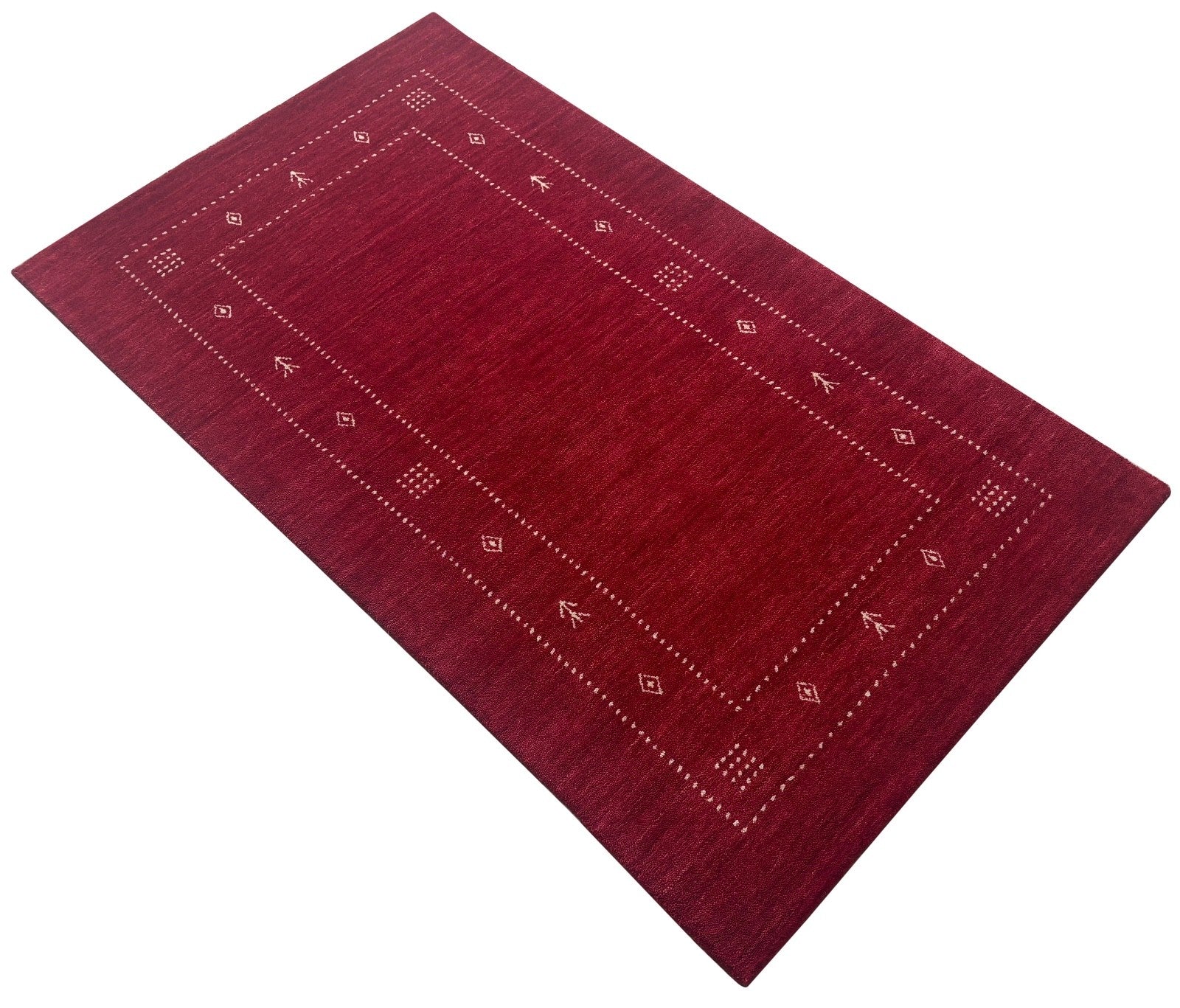 Rot Teppich 100% Wolle Handgefertigt 90X160 cm Handgewebt Gabbeh Orient AC06
