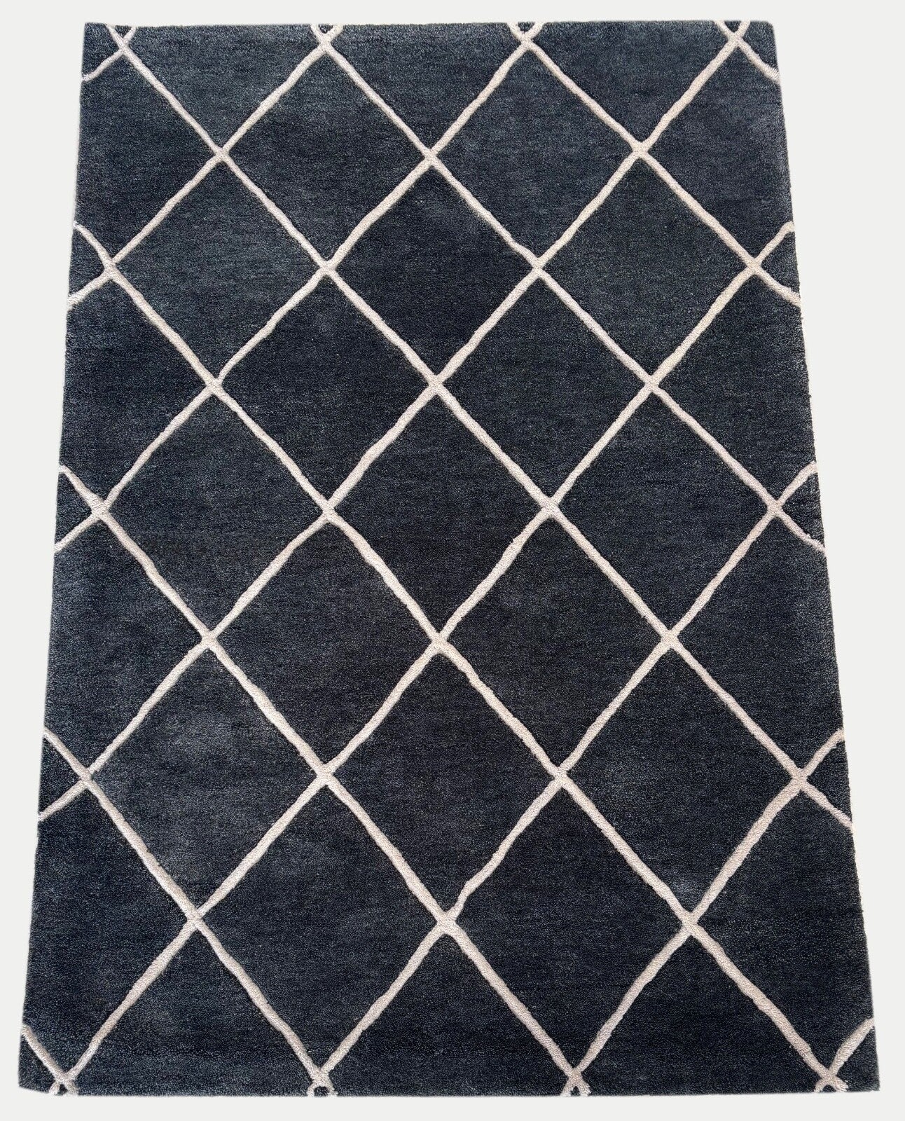 Tappeto nero, 100% lana, fatto a mano, 125 x 183 cm, tappeto orientale BT3