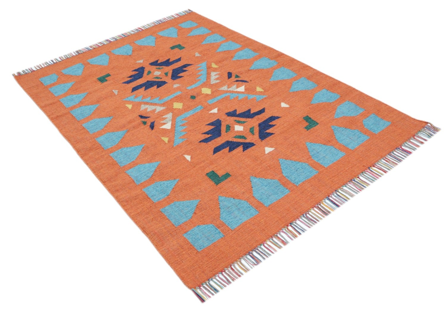 Kelim Teppich 100% Baumwolle flach gewebt mit Fransen Kilim Dhurrie 8 Designs CT