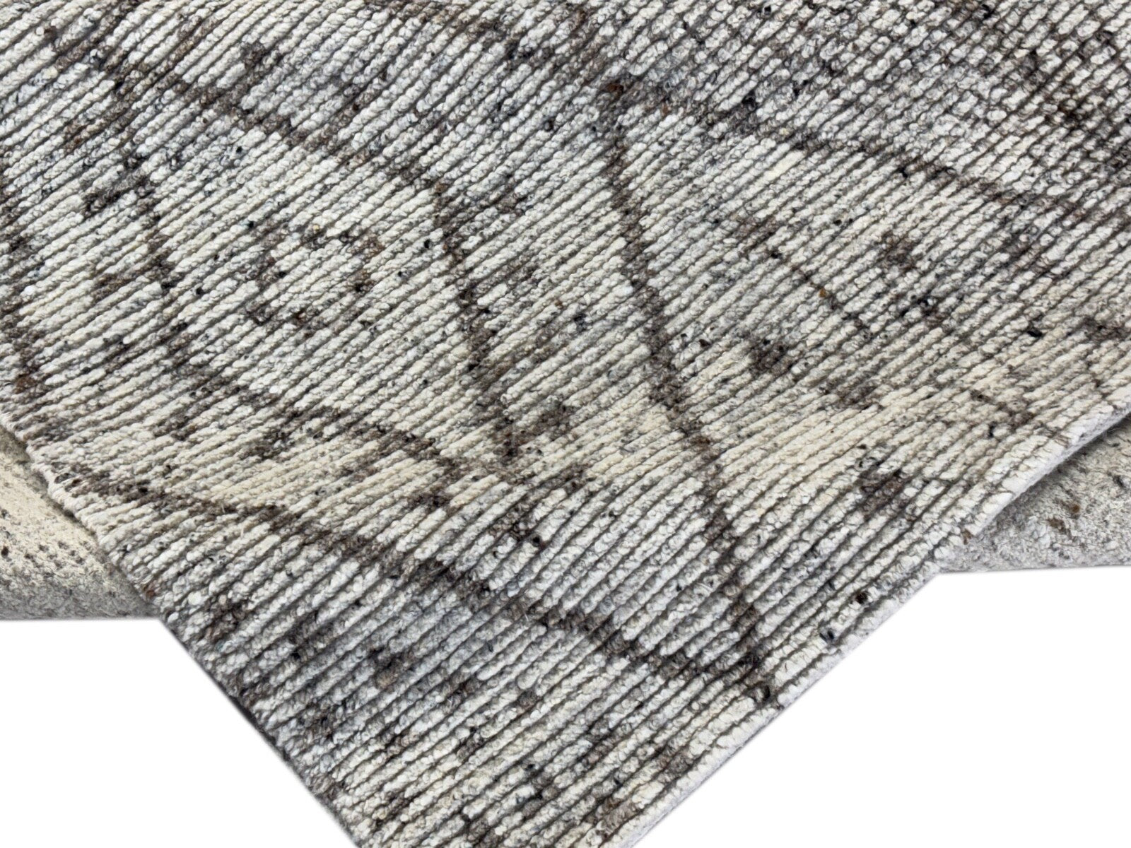 Handgeknüpfter Wollteppich 150x243 cm Naturbeige Grau Modern Design DT978