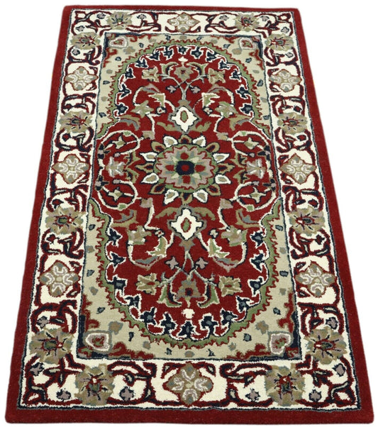 Rot Orient Teppich 100% Wolle 90X160 cm Handarbeit Handgetuftet T975
