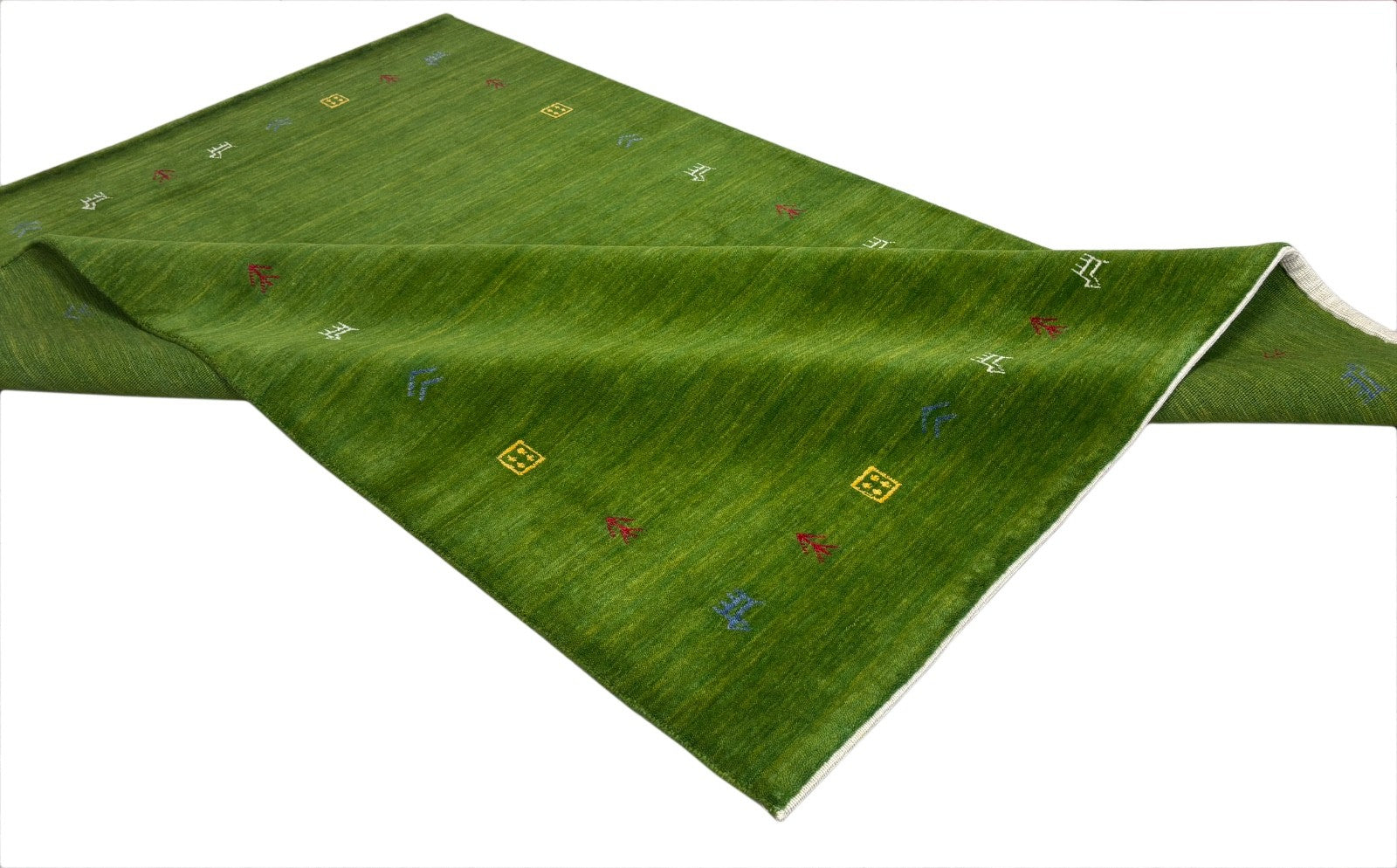 Zelený koberec Gabbeh, 100% vlna, 170x240 cm, obývací pokoj, orientální, ručně tkaný