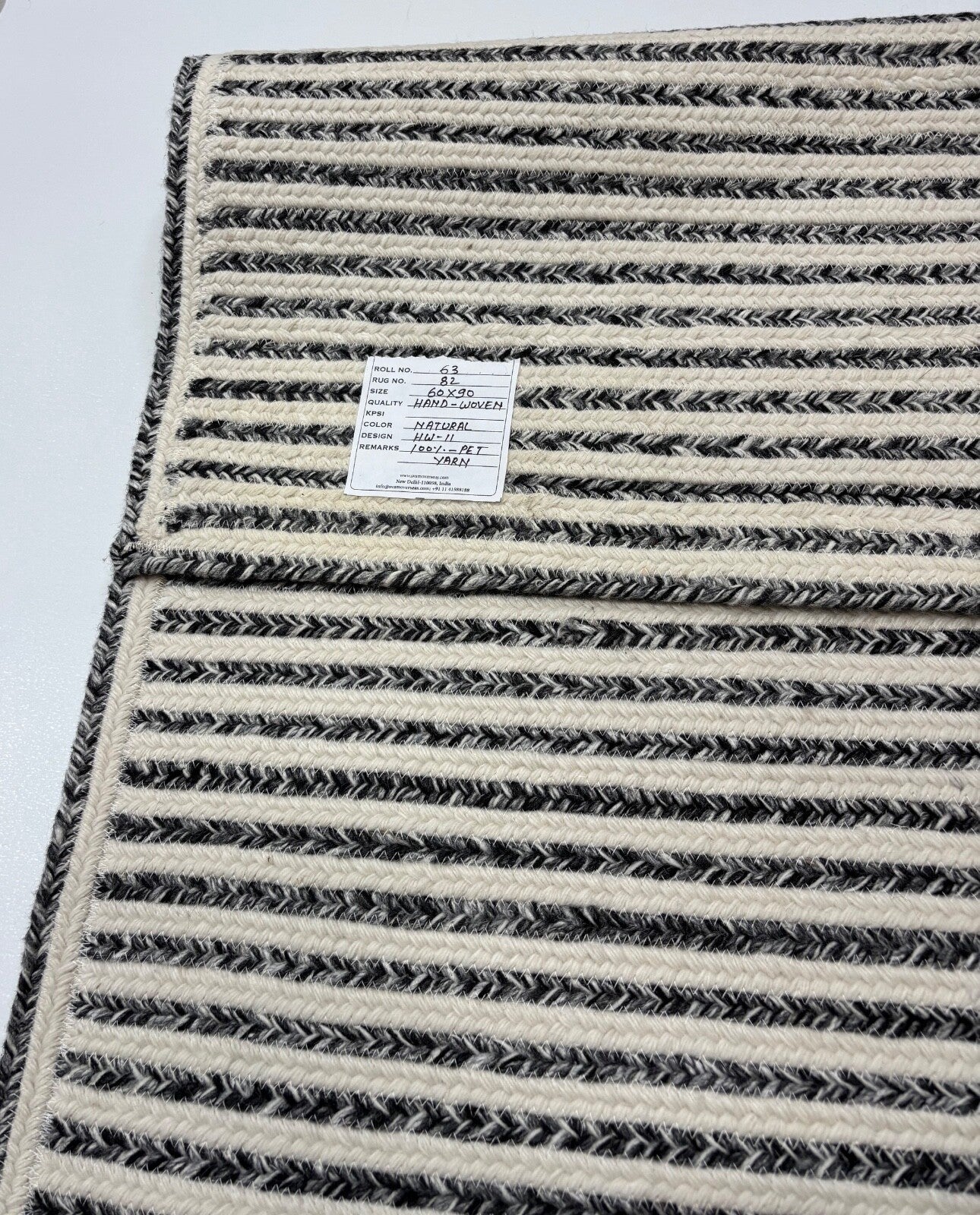 Ročno tkana preproga 60x90 cm s črtastim vzorcem, za zunanjo uporabo, za notranjo uporabo, iz preje iz PET, moderna, HW11