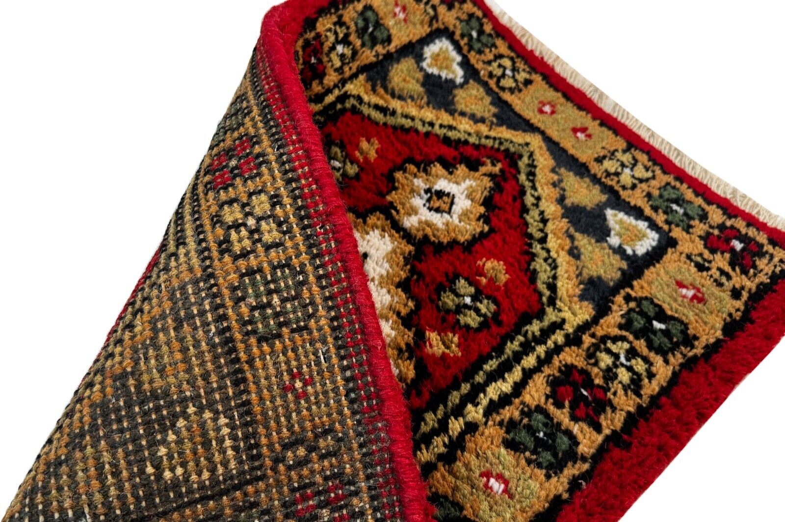 Fußmatten 40X60 CM Handgeknüpft Teppich 100% Wolle Rot Gold Brücke Automatten