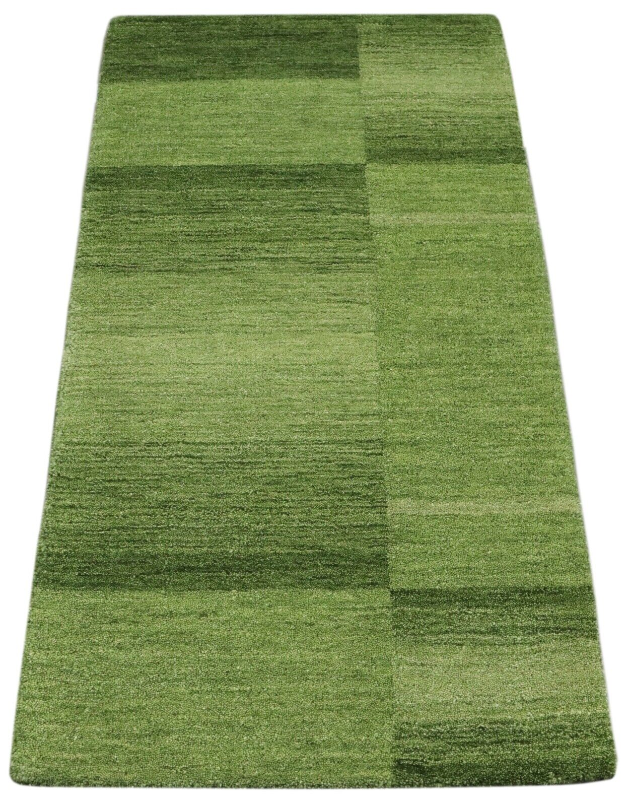 Tappeto Gabbeh 100% lana 70X140 cm fatto a mano verde annodato a mano T1029