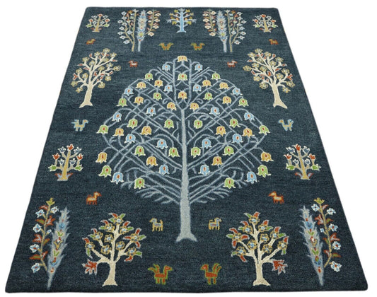 Grau Orient Teppich 100% Wolle 160X230 cm Handarbeit Handgetuftet T920