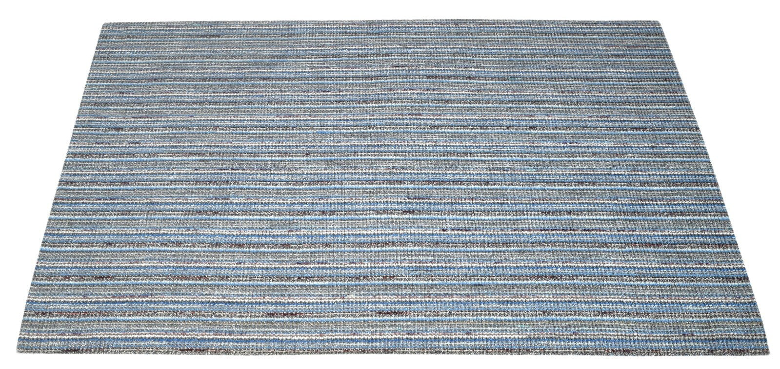 Handgewebter Teppich 150x240 blau-multi Glanzoptik Wolle Flach Wohnzimmer SH102