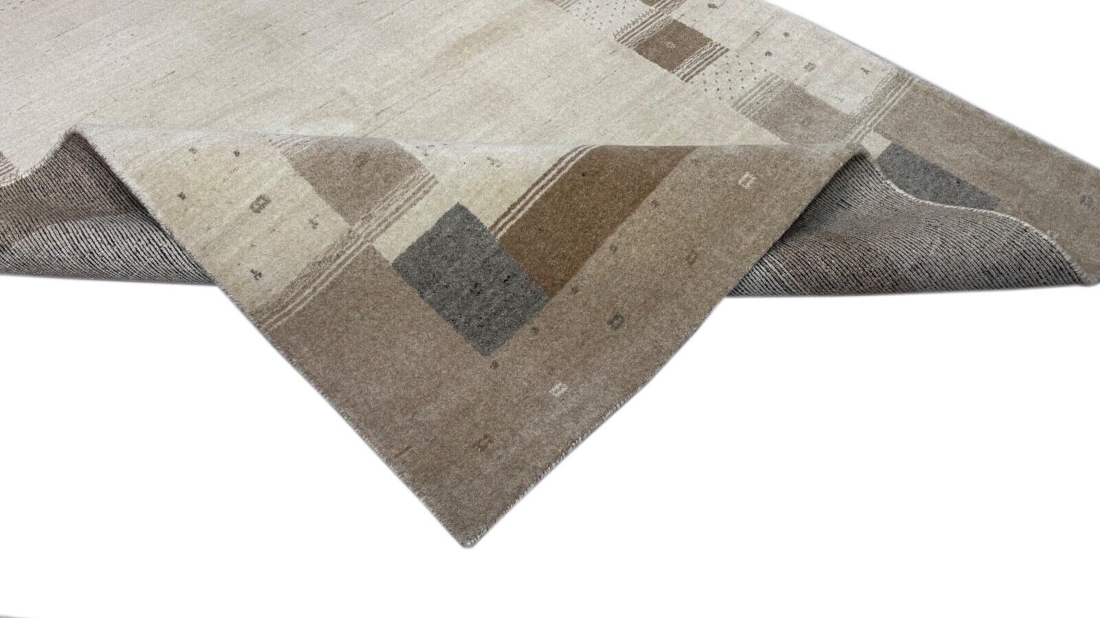 Beige Naturfarbe Gabbeh Teppich 100% Wolle Handgewebt Schurwolle 170x240 cm st35