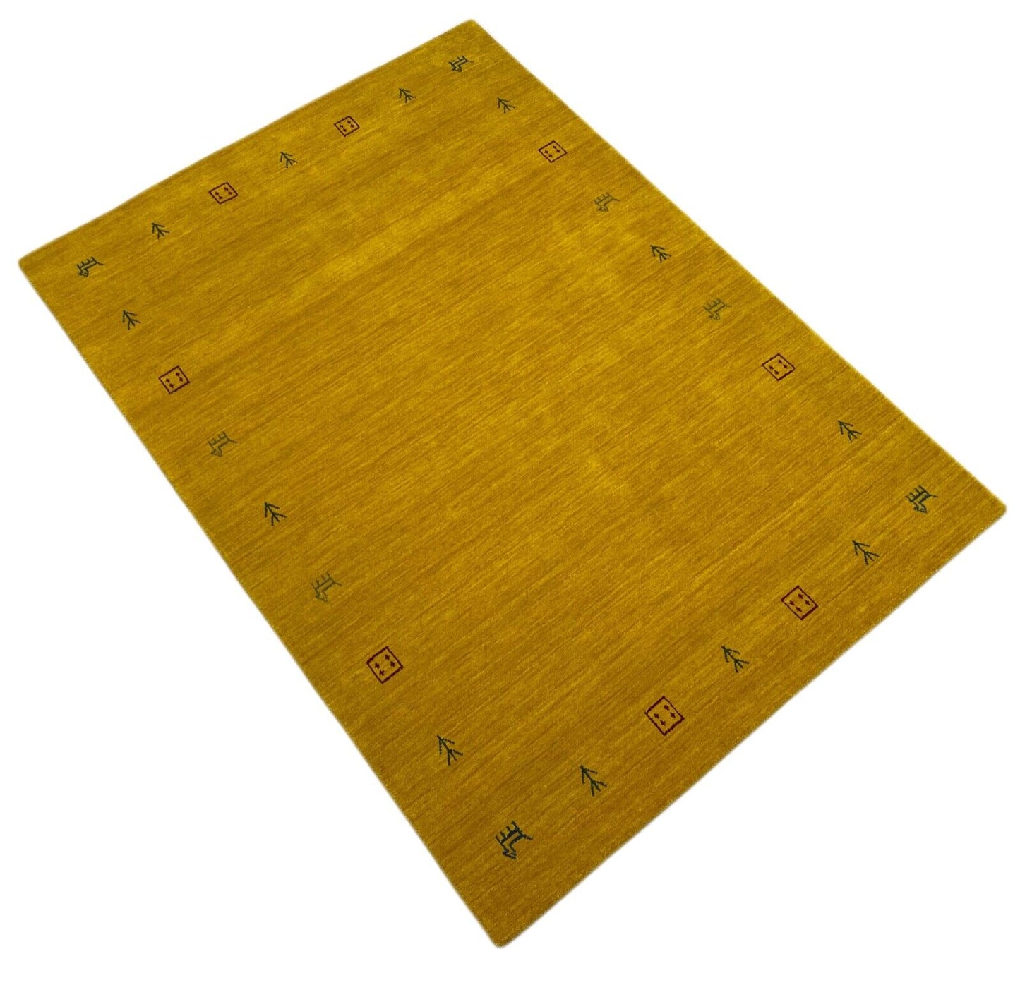 Gabbeh Teppich Gold 100% Wolle Orientteppich Handgewebt Loom Brücke G-630