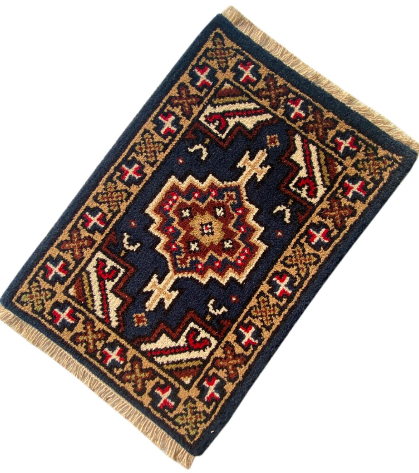 Zerbini annodati a mano blu 40x60 cm Tappetini per auto Bridge Tappeto 100% lana PH13