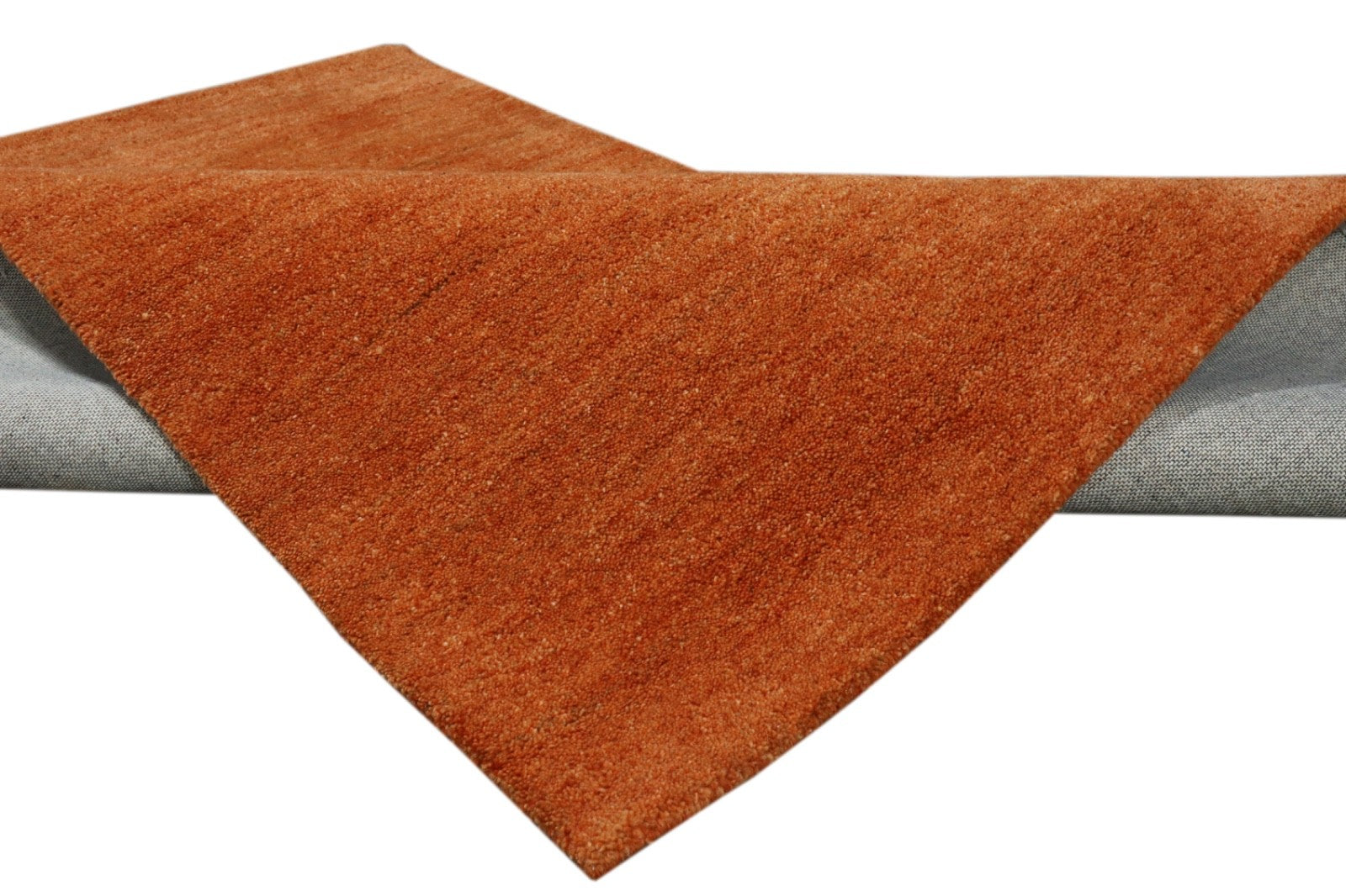 Gabbeh Teppich 100% Wolle Orange Uni Farbe 120x180 cm Handgemacht PL23