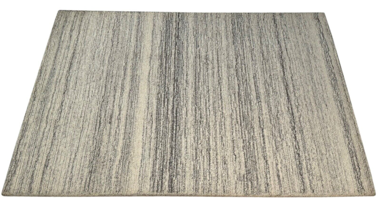 Grau Teppich 100% Wolle Beige 160X230 cm Handarbeit Handgetuftet T866