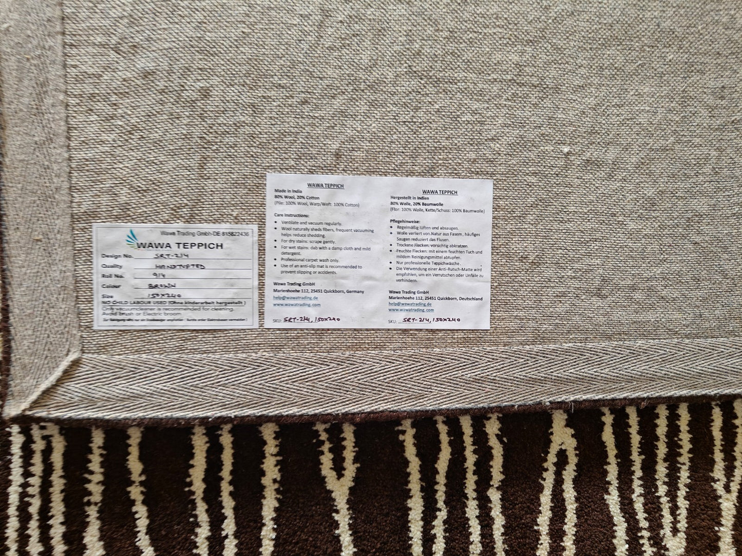 Handgetufteter Wolle Viskose teppich 150x240 braun Modern Wohnzimmer SH214