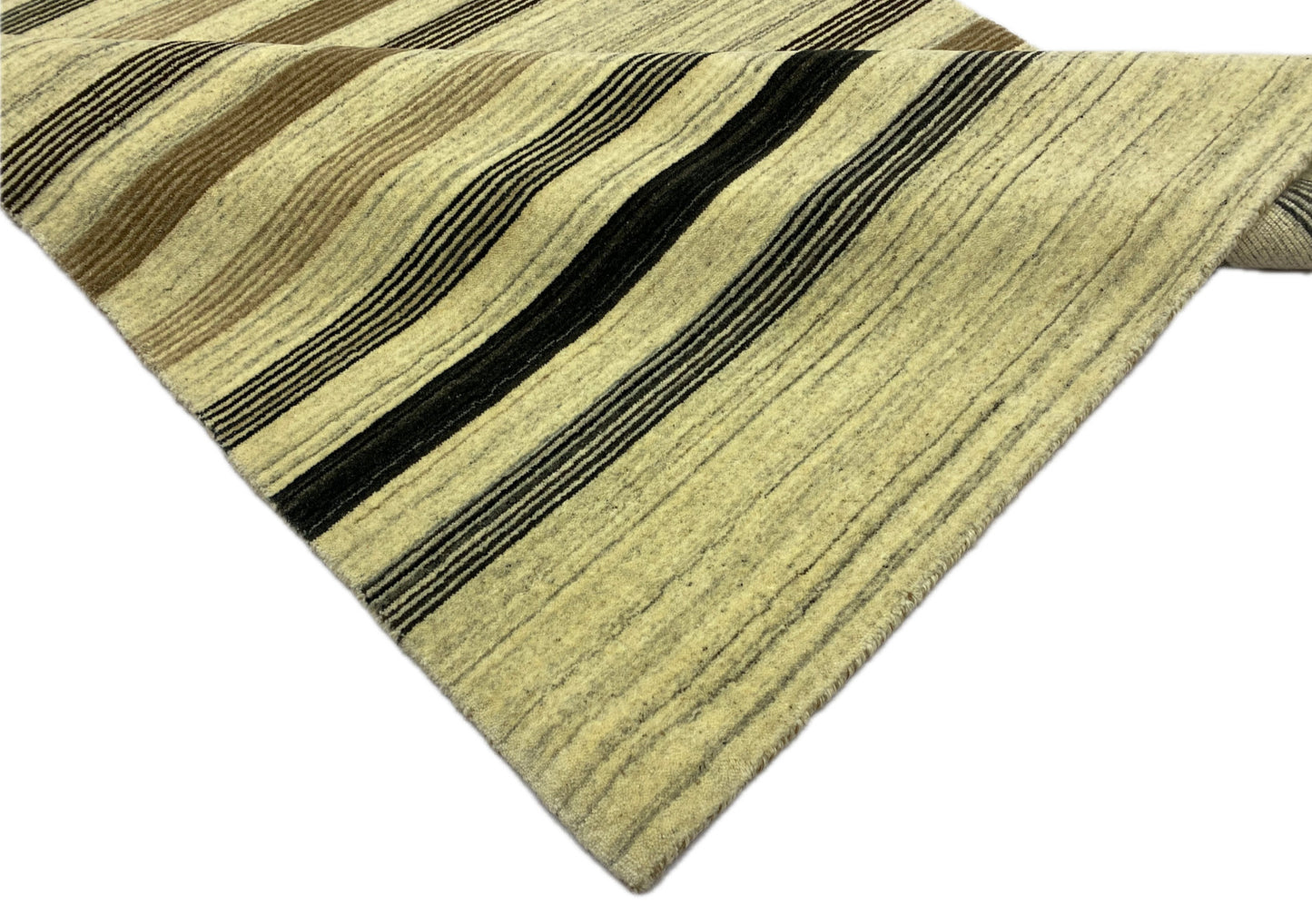Gabbeh Teppich 100% Wolle Beige Schwarz lori Handgewebt 120x180 cm S198