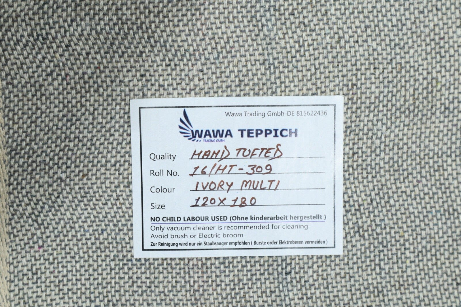 Tappeto in lana 120x180 Beige Nero Motivo etnico astratto Tappeto annodato a mano 309