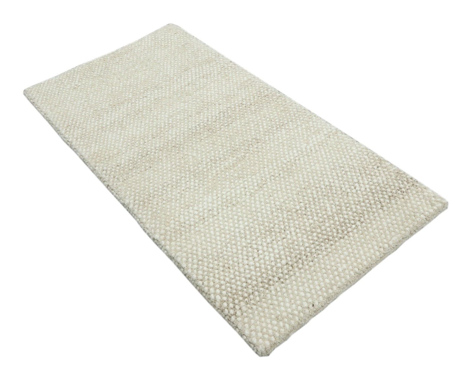 Silber Design Teppich Läufer 100% Wolle Handgewebt Beige Creme Weich D727