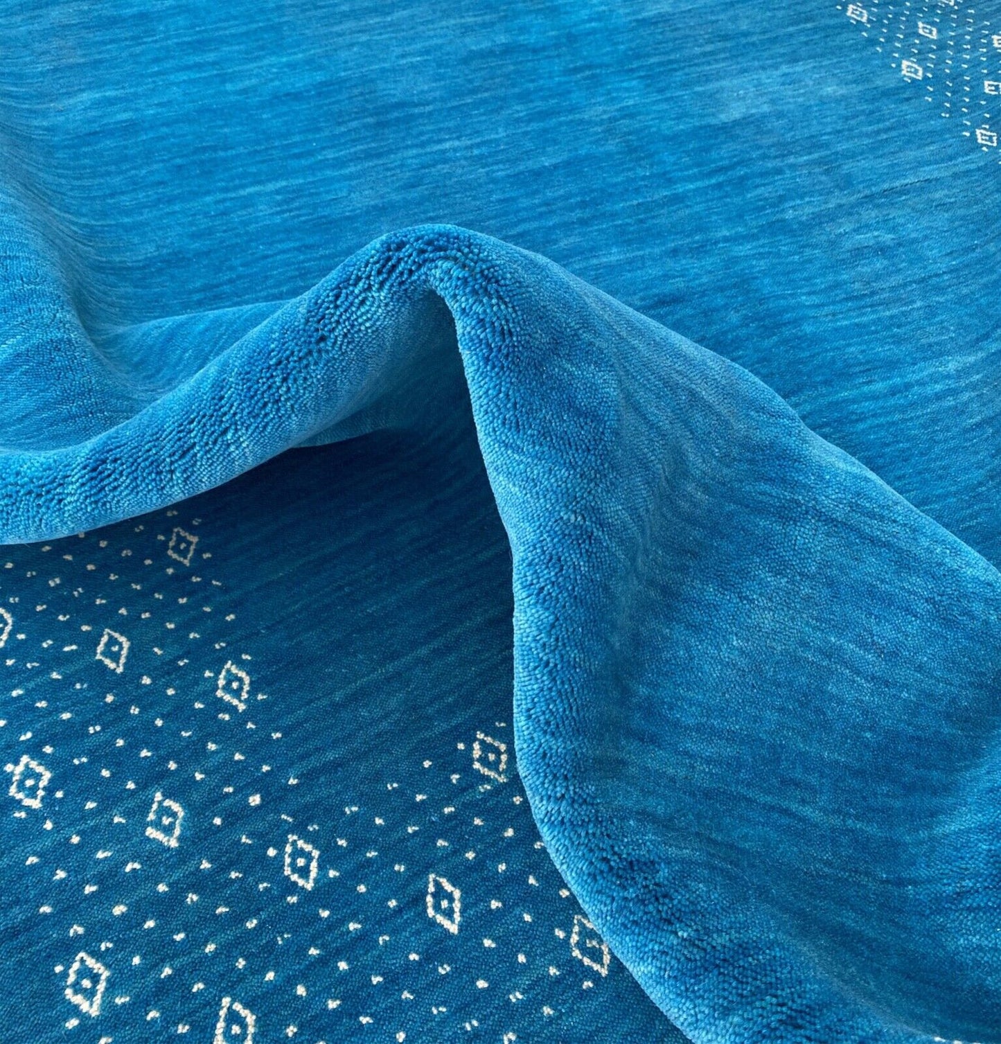Turquoise Teppich 100% Wolle 170x240 cm Handgewebt Gabbeh Orientteppich ac05