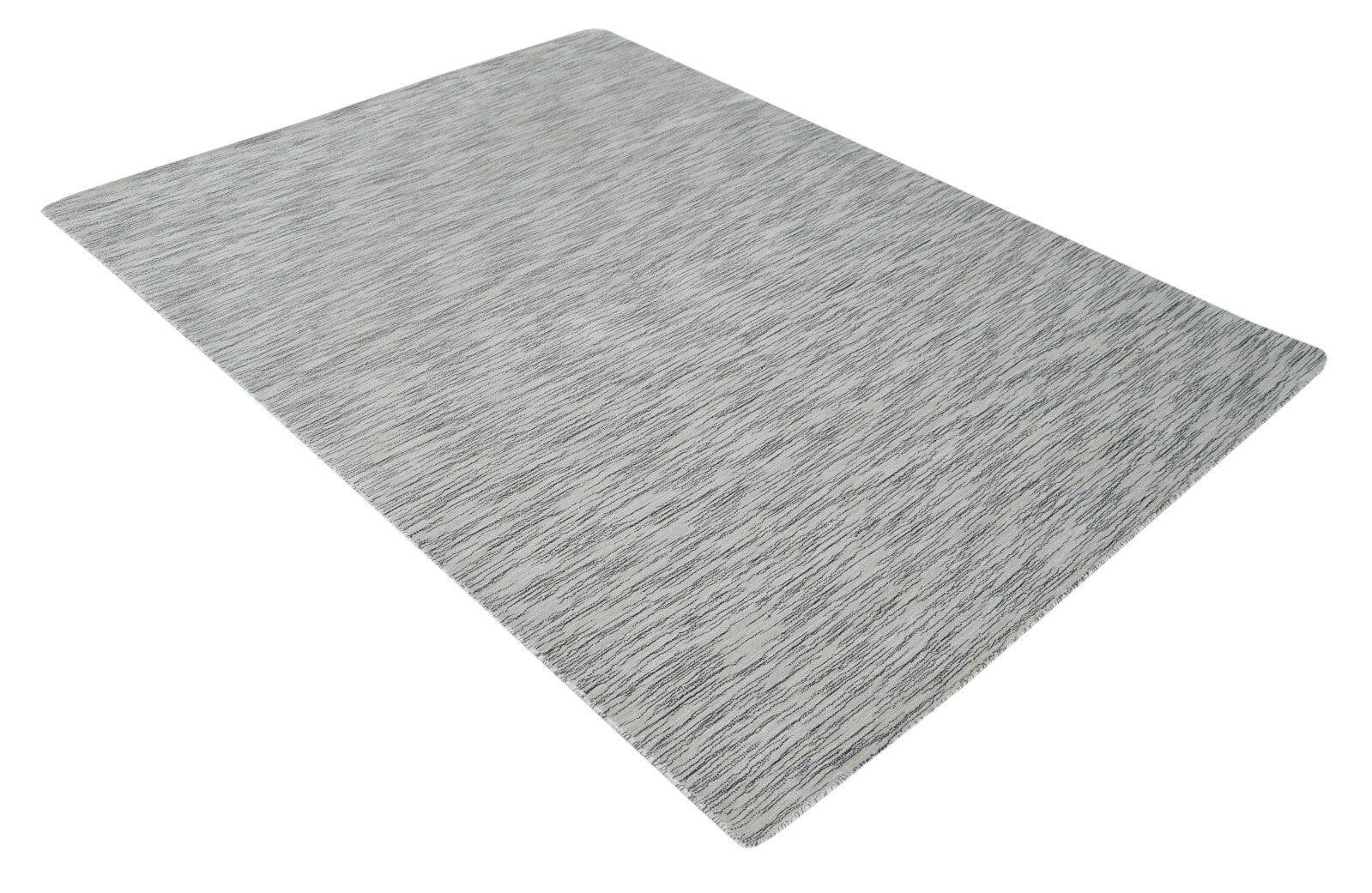 Handgewebter Teppich 160x230 Silber Glanzoptik Wolle Wohnzimmer SH141