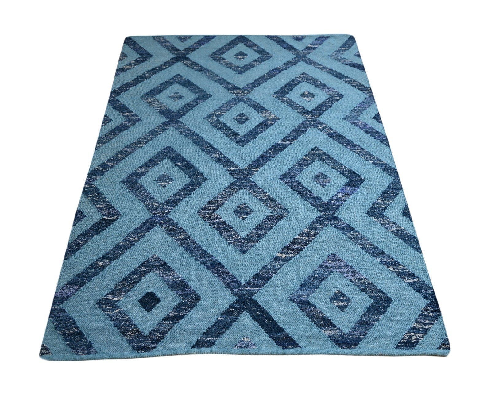 Bunter Wollteppich 150x240 cm Handgefertigt Modern Teppich sh196