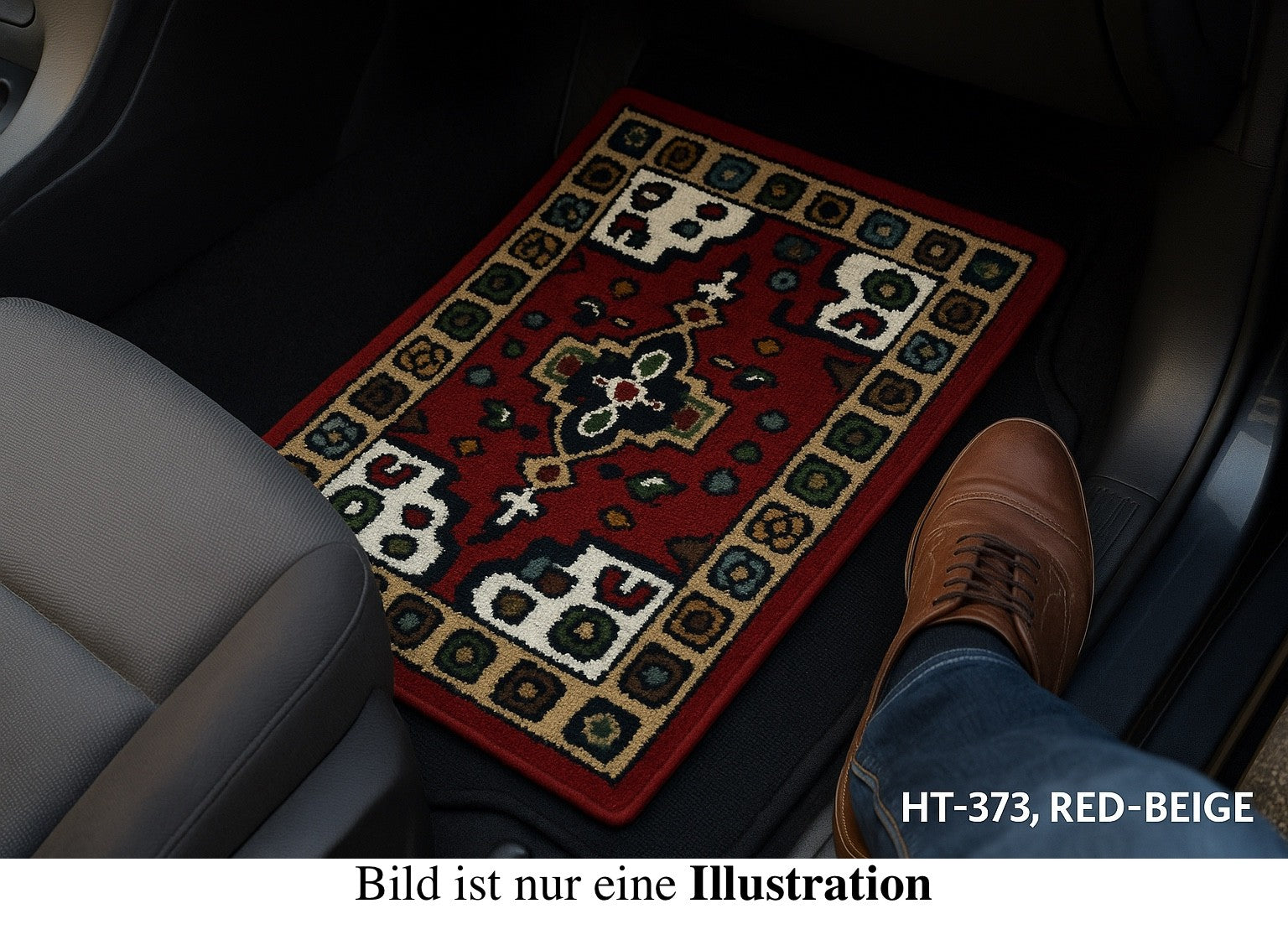 Wollteppich 40x60 Rot Beige Oriental Handgemacht TĂĽrvorleger Fussmatte HT373R