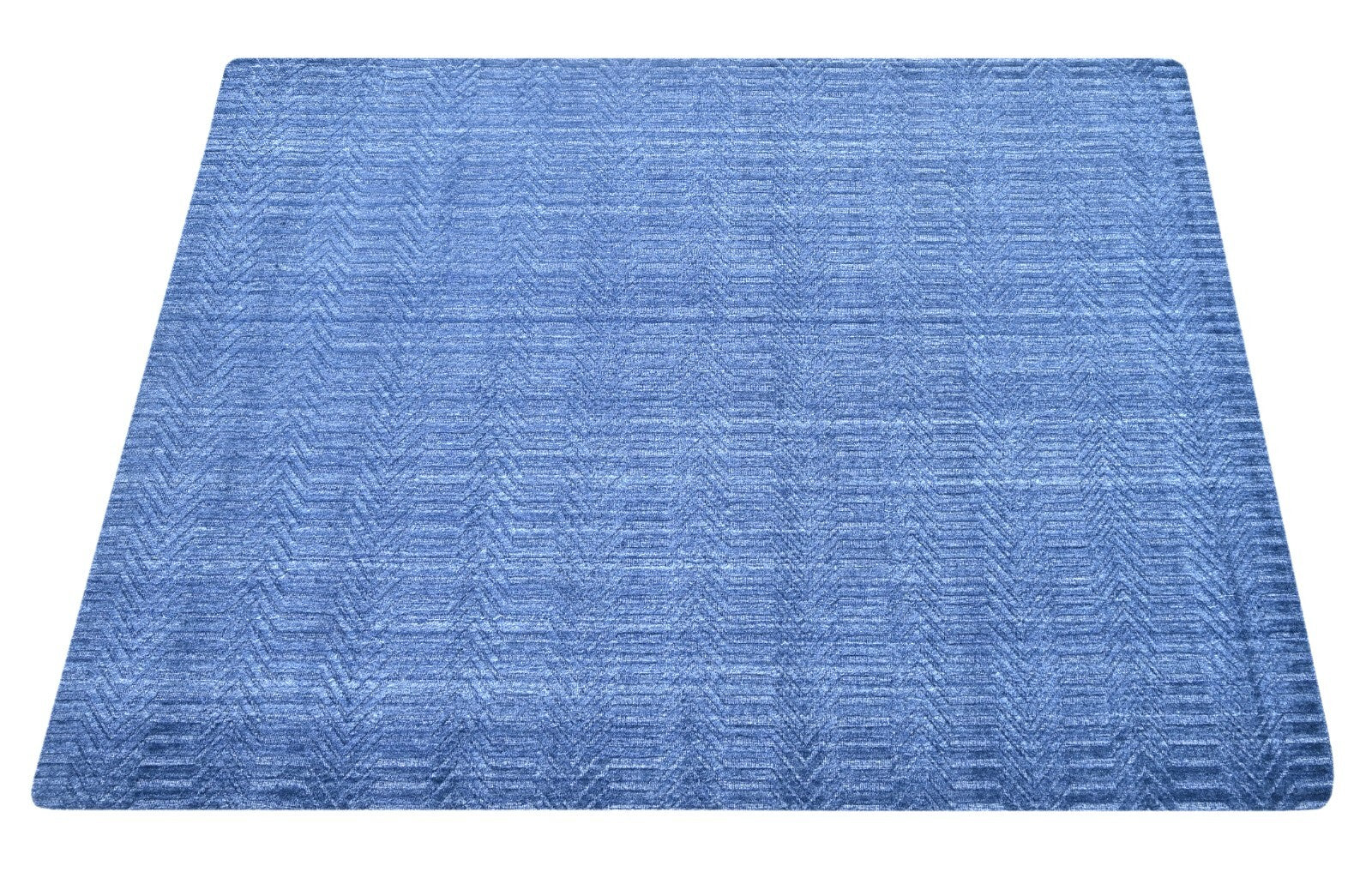 Handgewebter Teppich 170x240 blau Glanzoptik Woll-Viskosem Wohnzimmer SH106