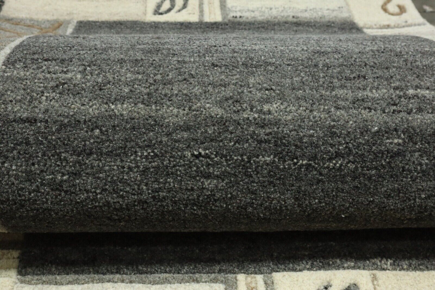 Gabbeh Teppich 100% Wolle 70X140 cm Handarbeit anthrazit grau Handgetuftet T1012
