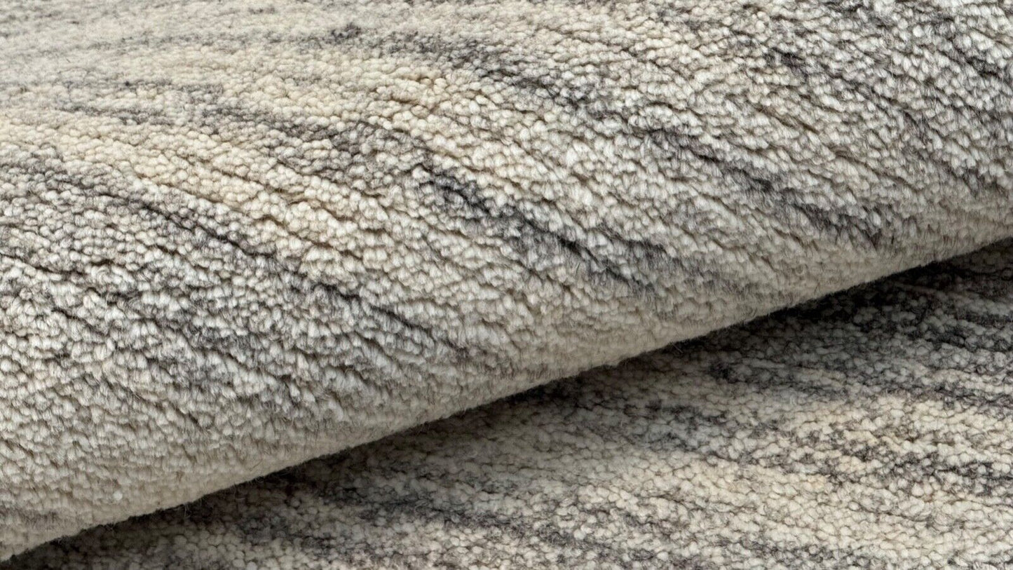 Grau Teppich 100% Wolle Beige 160X230 cm Handarbeit Handgetuftet T866