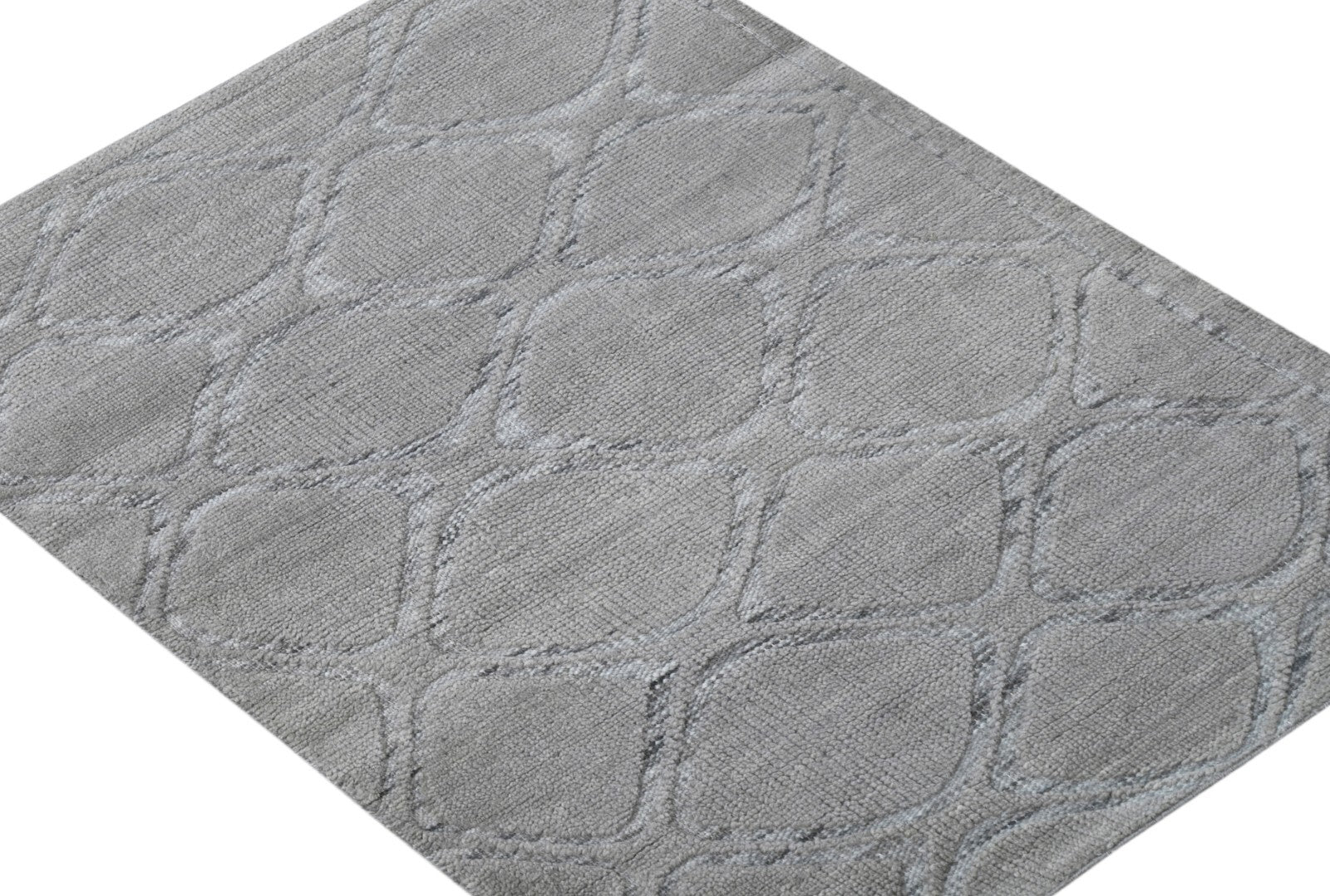 Modernus rankomis rištas vilnonis 90x150 vintažinio pilko svetainės kilimas SH184