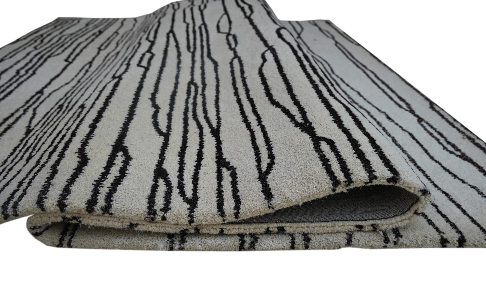 Handgetufteter Wollteppich 150x240 Creme Design mit Rand Wohnzimmer SH201