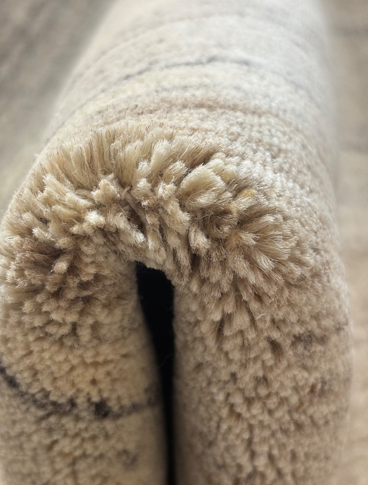 Handgewebter Wollteppich 200x300 cm Modernes Streifen Design Naturtöne Beige AN2