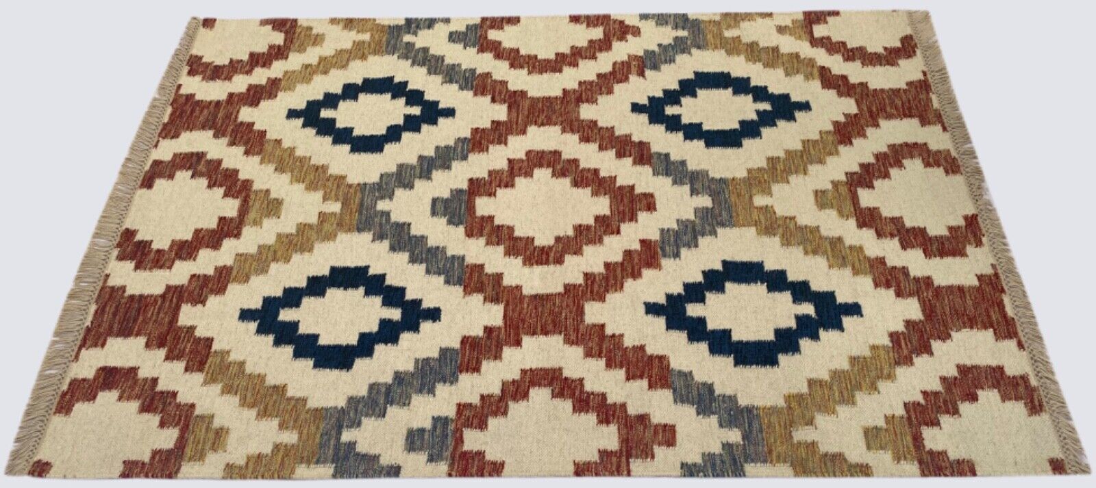 Kilim Dhurry Teppich 100% Wolle 120x170 cm Bunt Farbe Handgefertigte 502