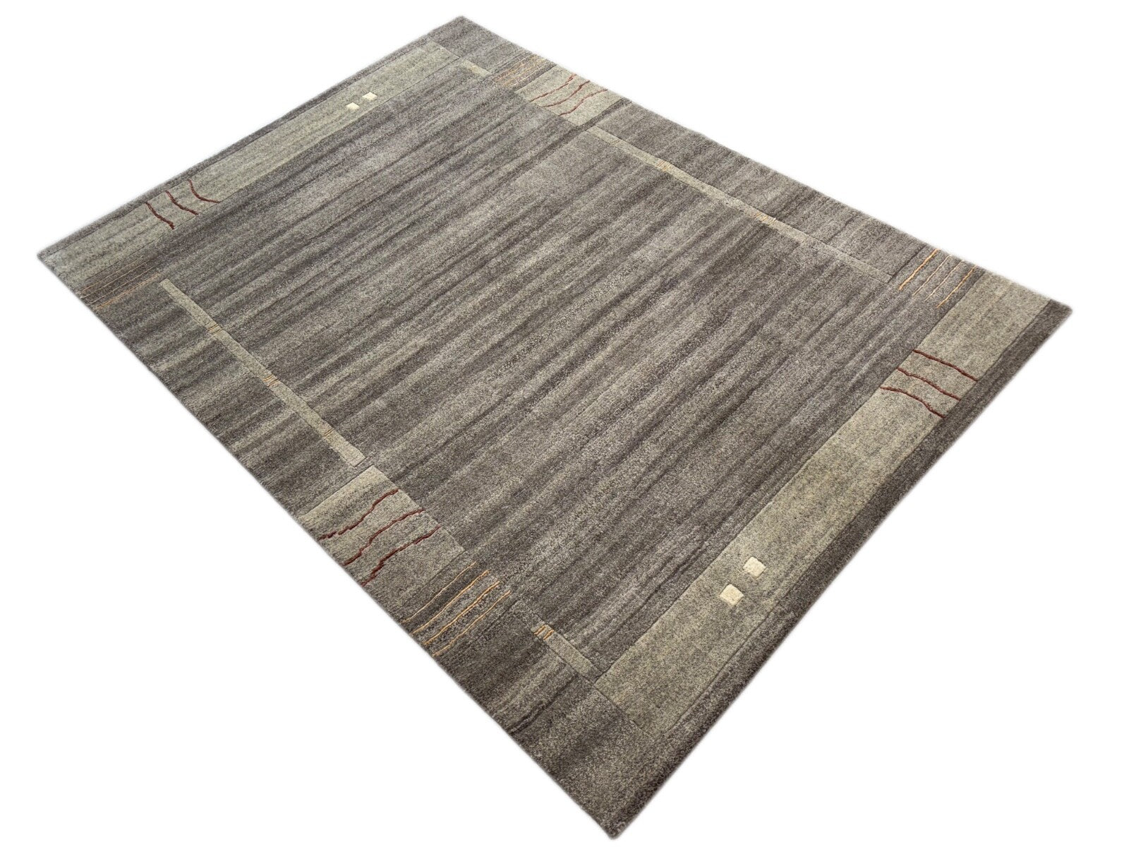 Indo Nepal Handgeknüpft Naturfarben Wolle Teppich Grau 170X240 cm IN2024