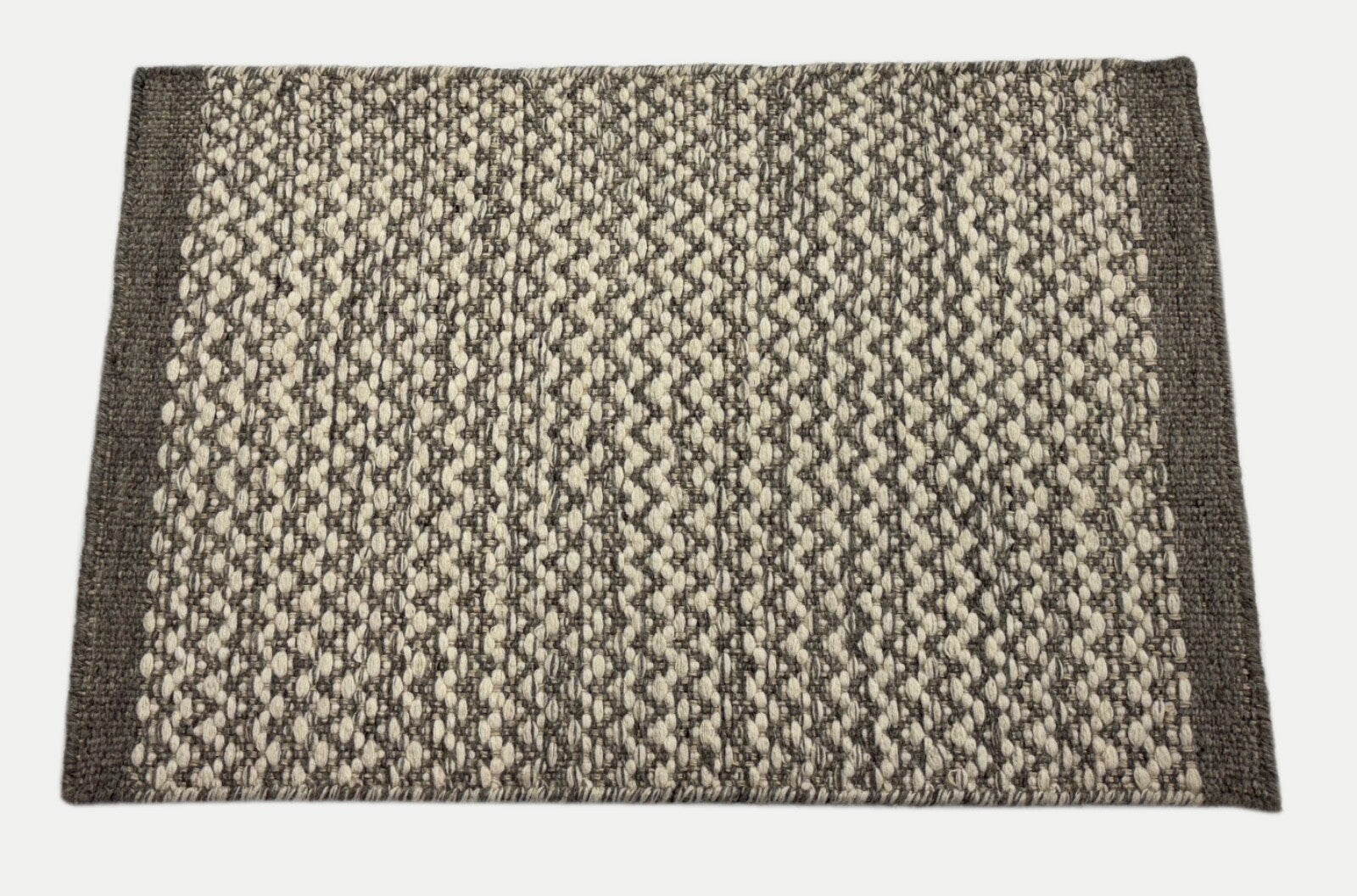 Kilim Dhurry Teppich 60x90cm Handgefertigt 100% Wolle Naturbeige Braun DWD554