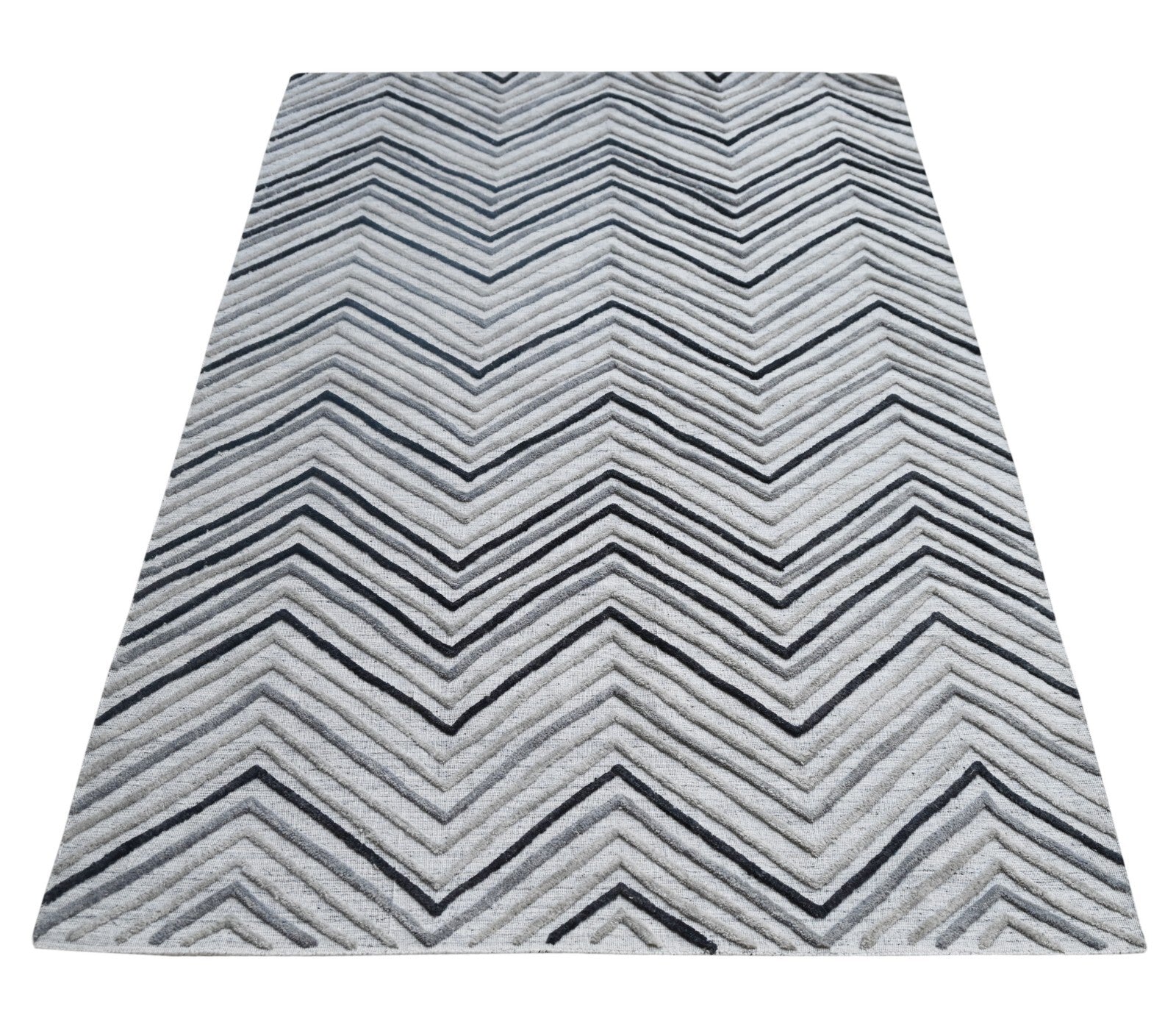 Handgewebter Teppich 150x240 Silber Wolle Glanzoptik Wohnzimmer SH121