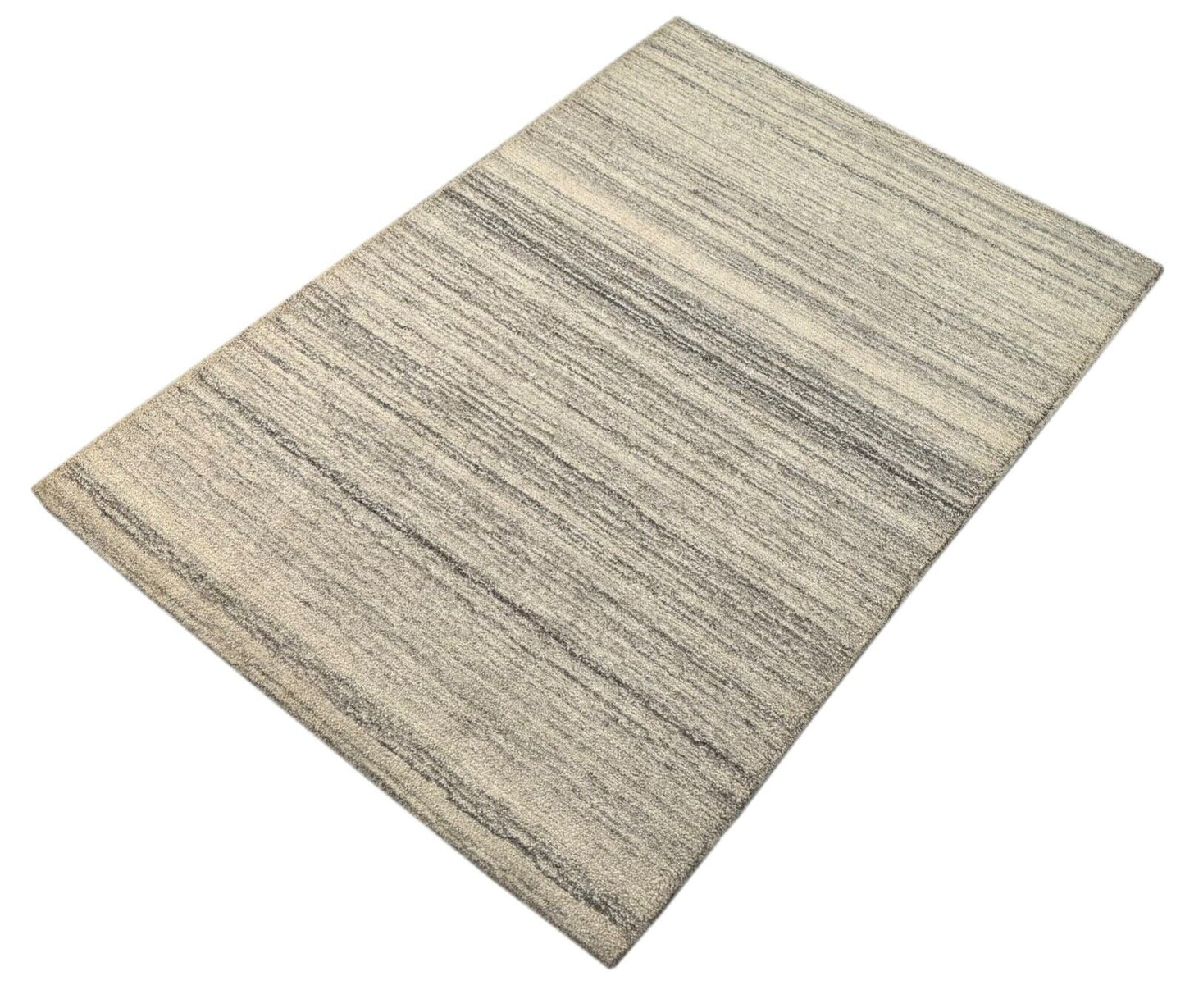 Grau Teppich 100% Wolle Beige 160X230 cm Handarbeit Handgetuftet T866