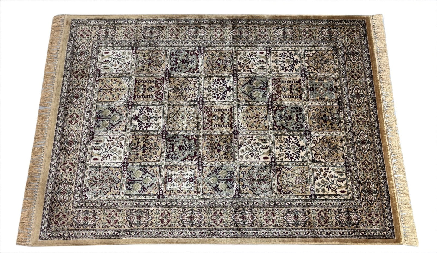 Orientteppich Kaschmir Design Teppich Beige Bordeaux Gold 150x210 cm M92G
