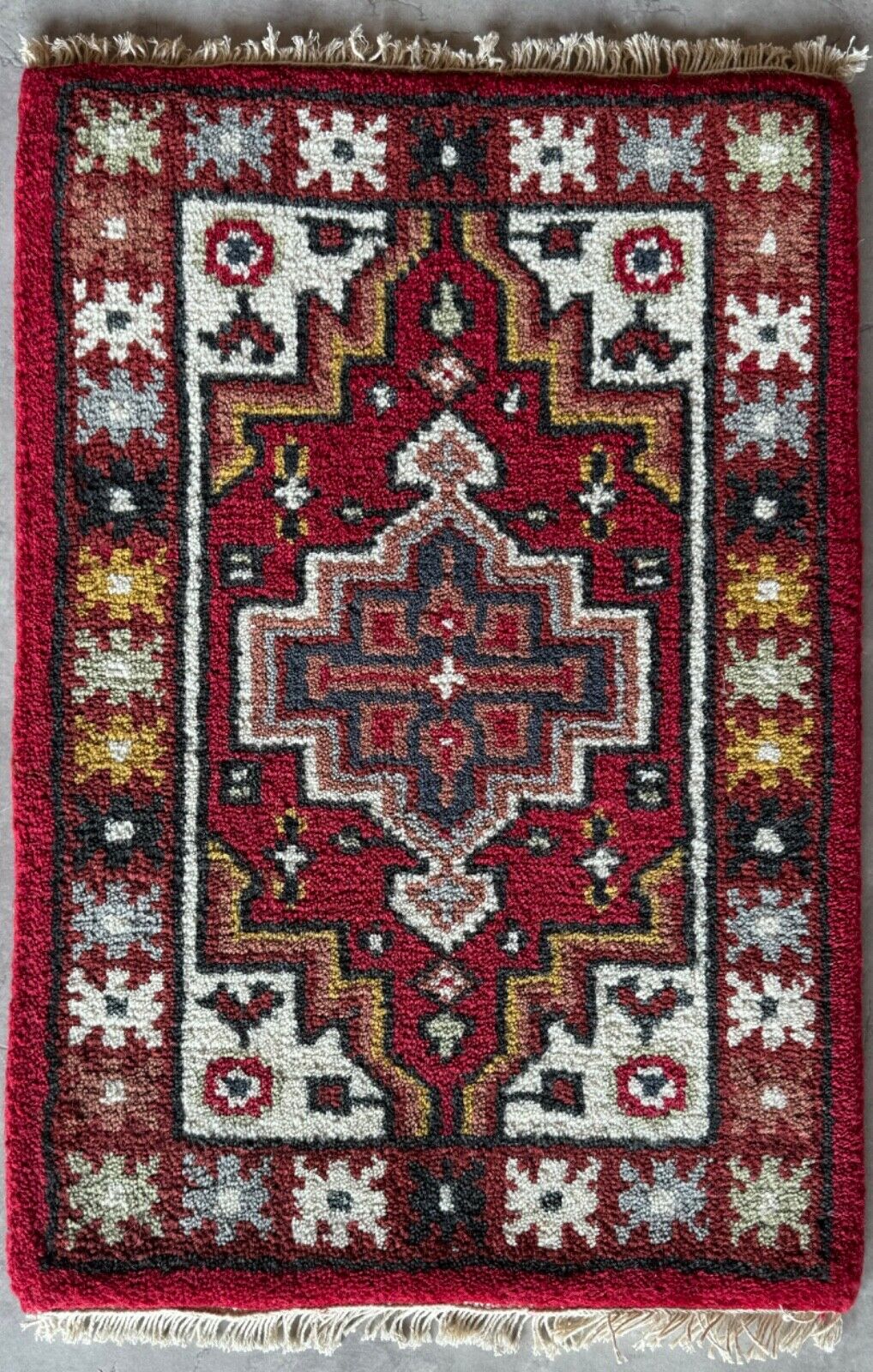 Handgeknüpft Fußmatten 40X60 CM Brücke Automatten Teppich 100% Wolle Rot PH11