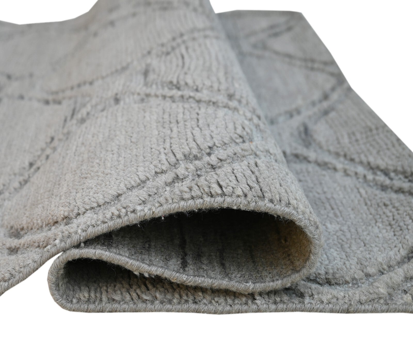 Modernus rankomis rištas vilnonis 90x150 vintažinio pilko svetainės kilimas SH184