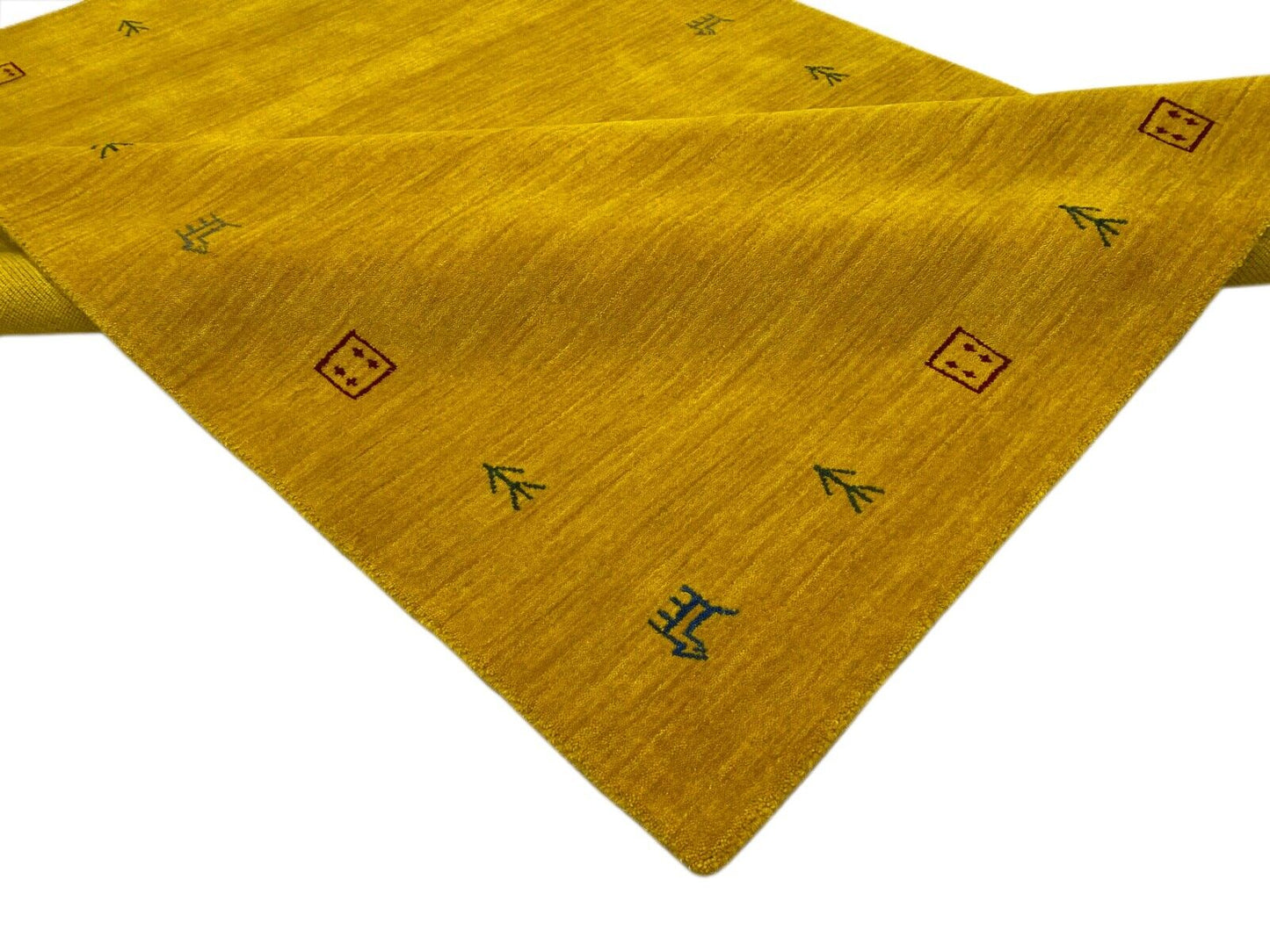 Gabbeh Teppich Gold 100% Wolle Orientteppich Handgewebt Loom Brücke G-630
