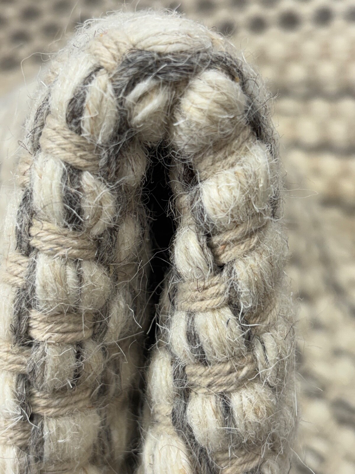 Handgefertigte Kilim Dhurry Teppich 60x90 cm Naturbeige Grau 100% Wolle DWD555