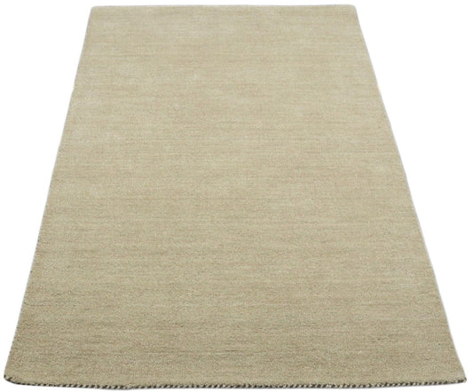 Teppich 100% Wolle 120X180 cm Handarbeit Beige Handgetuftet T970