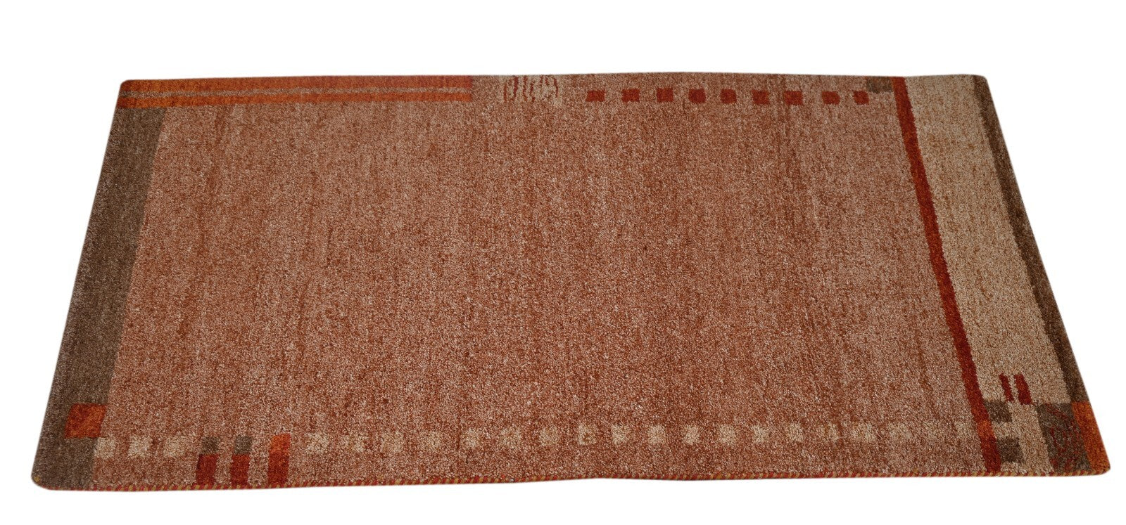 Tappeto moderno da soggiorno in lana annodato a mano 90x150 rosso vintage SH155