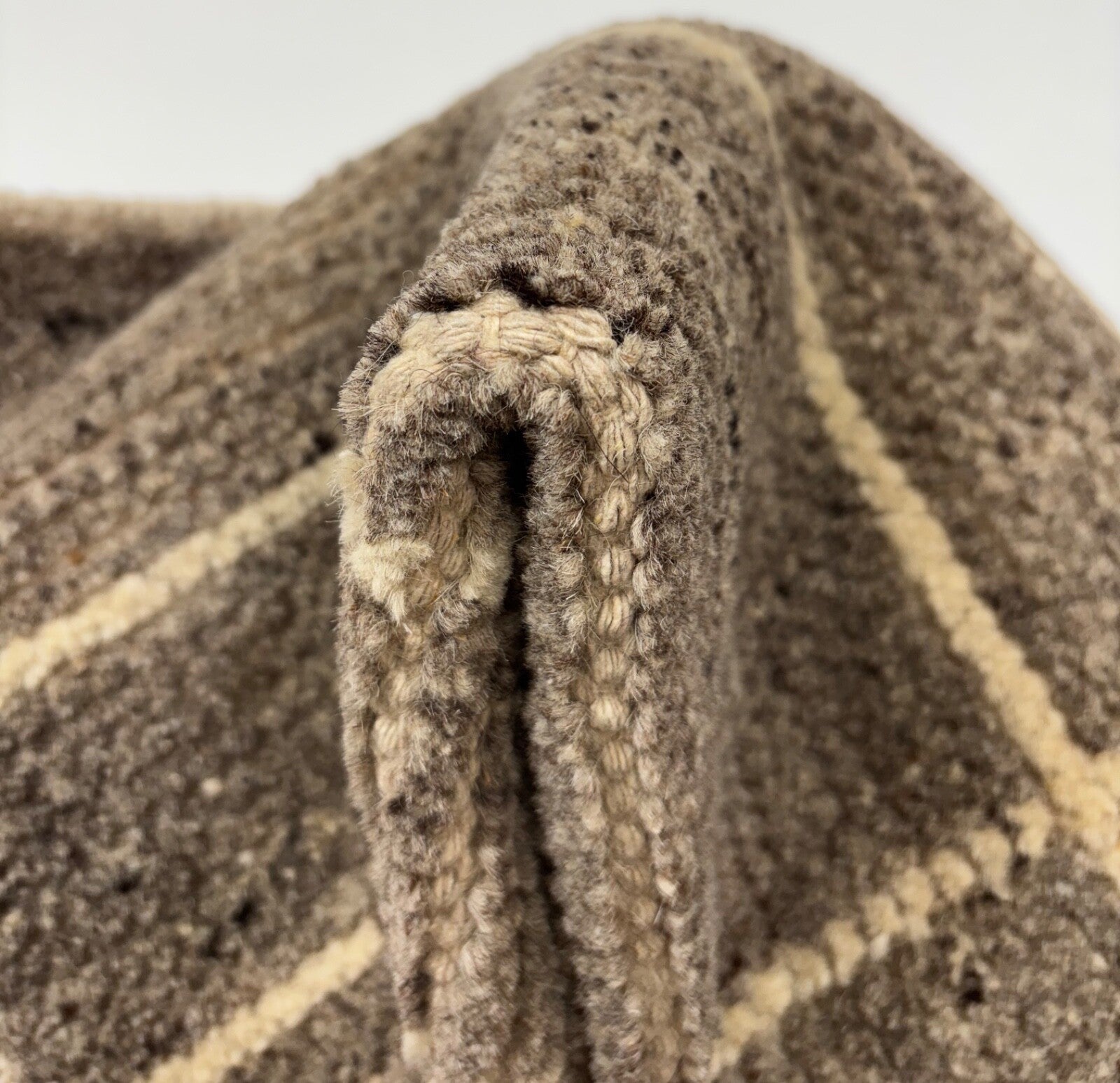 Teppich 60x90cm Handgeknüpft 100% Wolle Naturbraun Beige Handgefertigt D528